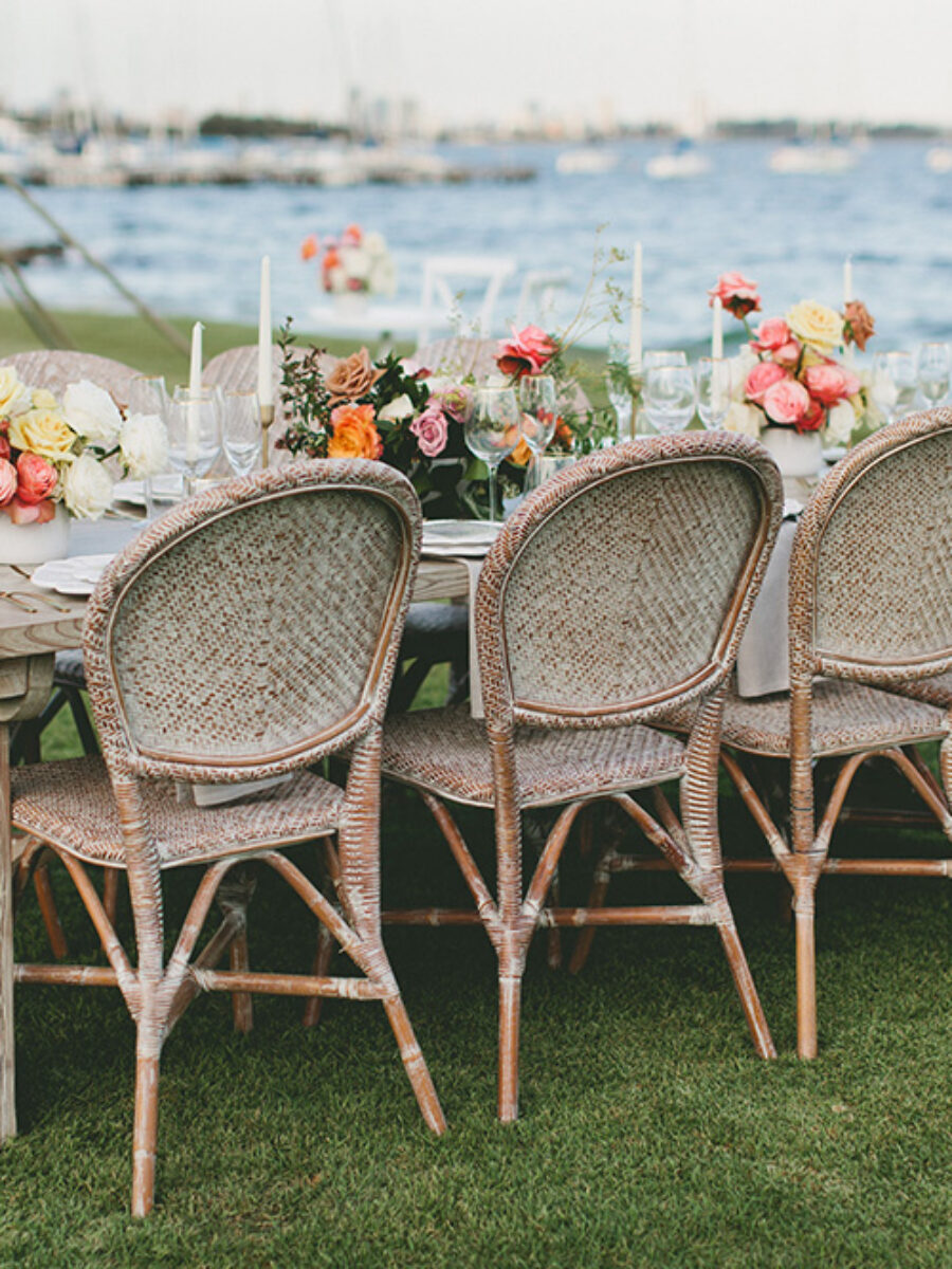 Wedding dining table and Hampston dining chairs set with rustic decorations.